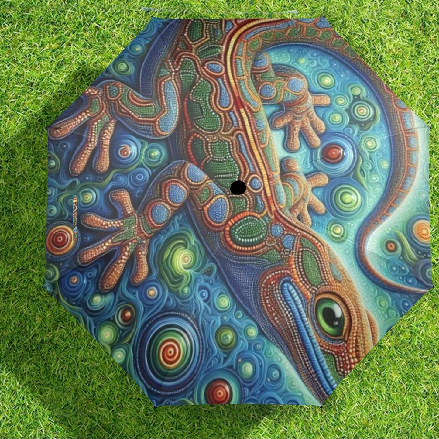 Aboriginal Lizard Print Semi-Automatic Umbrella