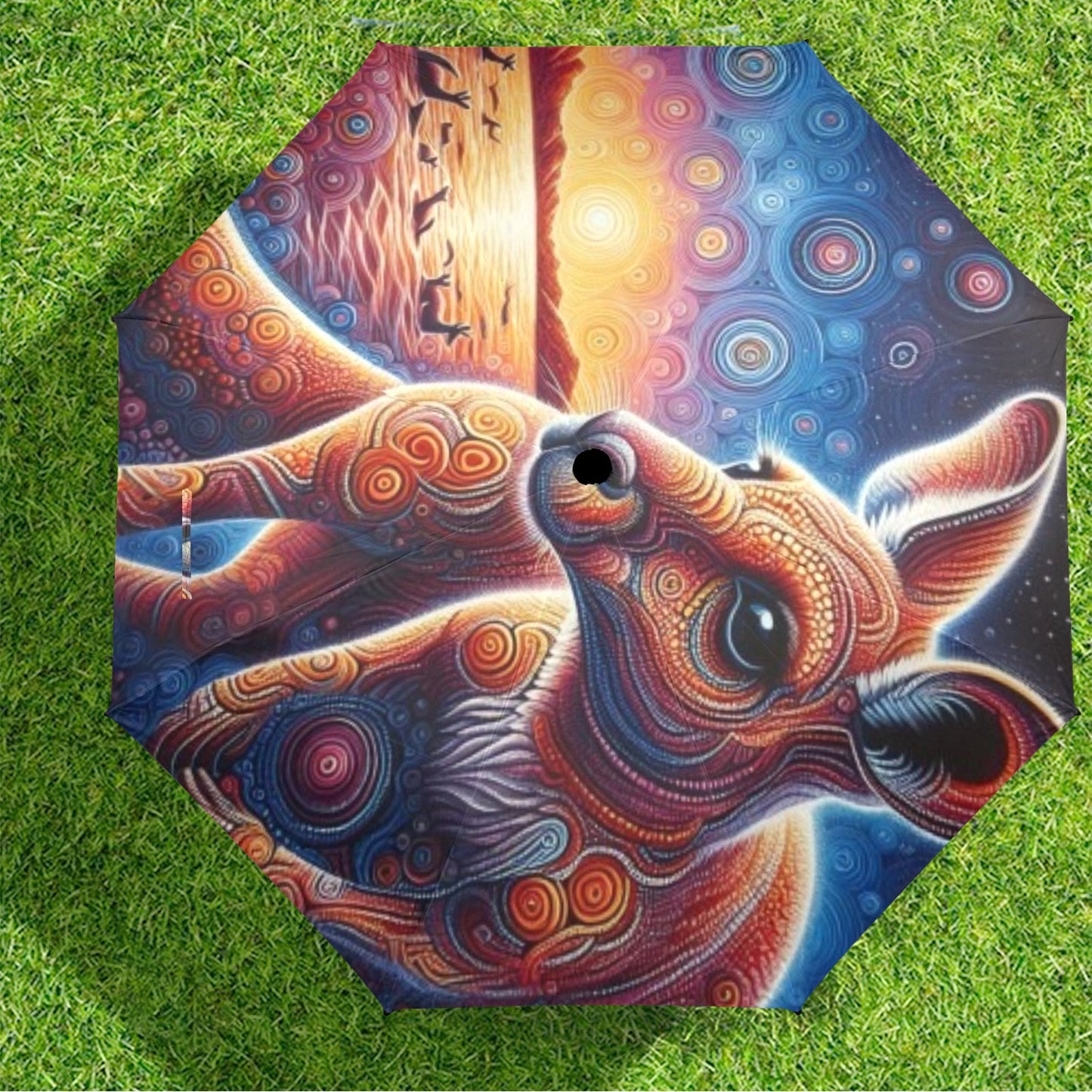 Aboriginal Kangaroo Umbrella Semi-Automatic Foldable Umbrella