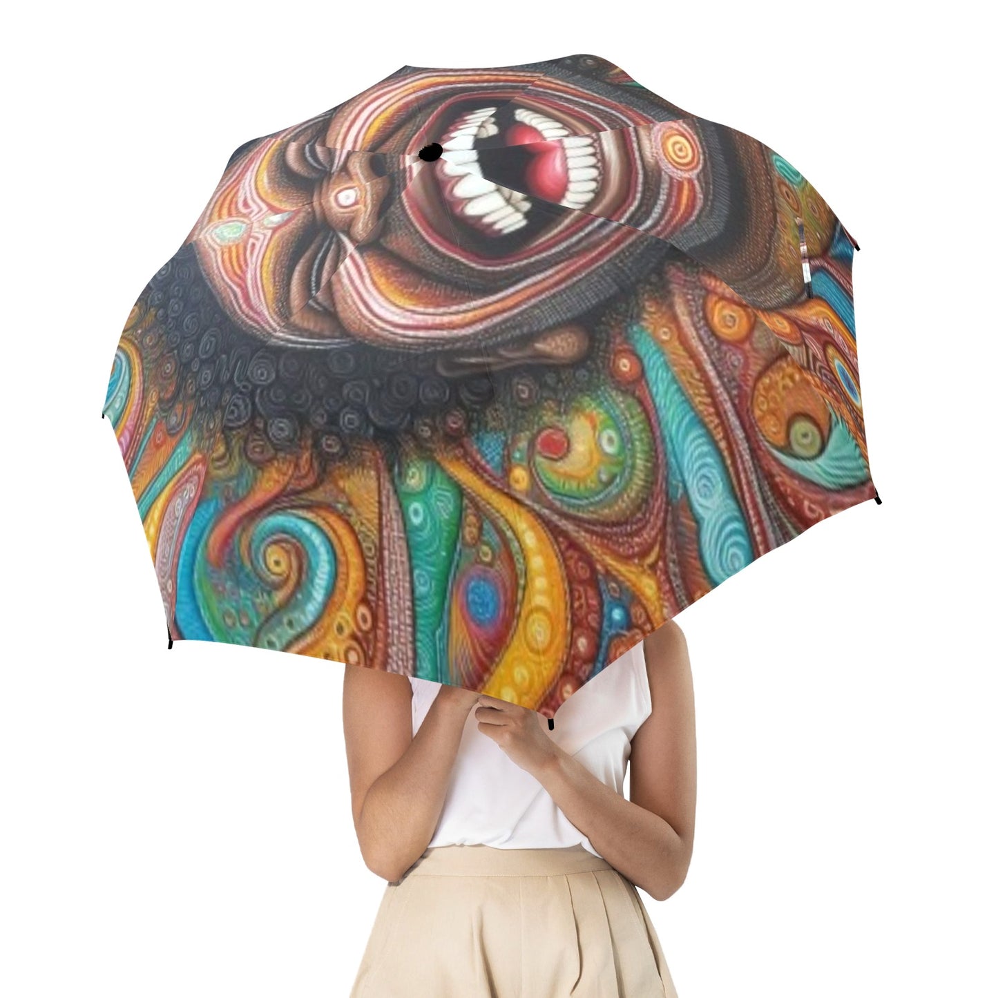 Aboriginal Boy Umbrella Semi-Automatic Foldable Umbrella