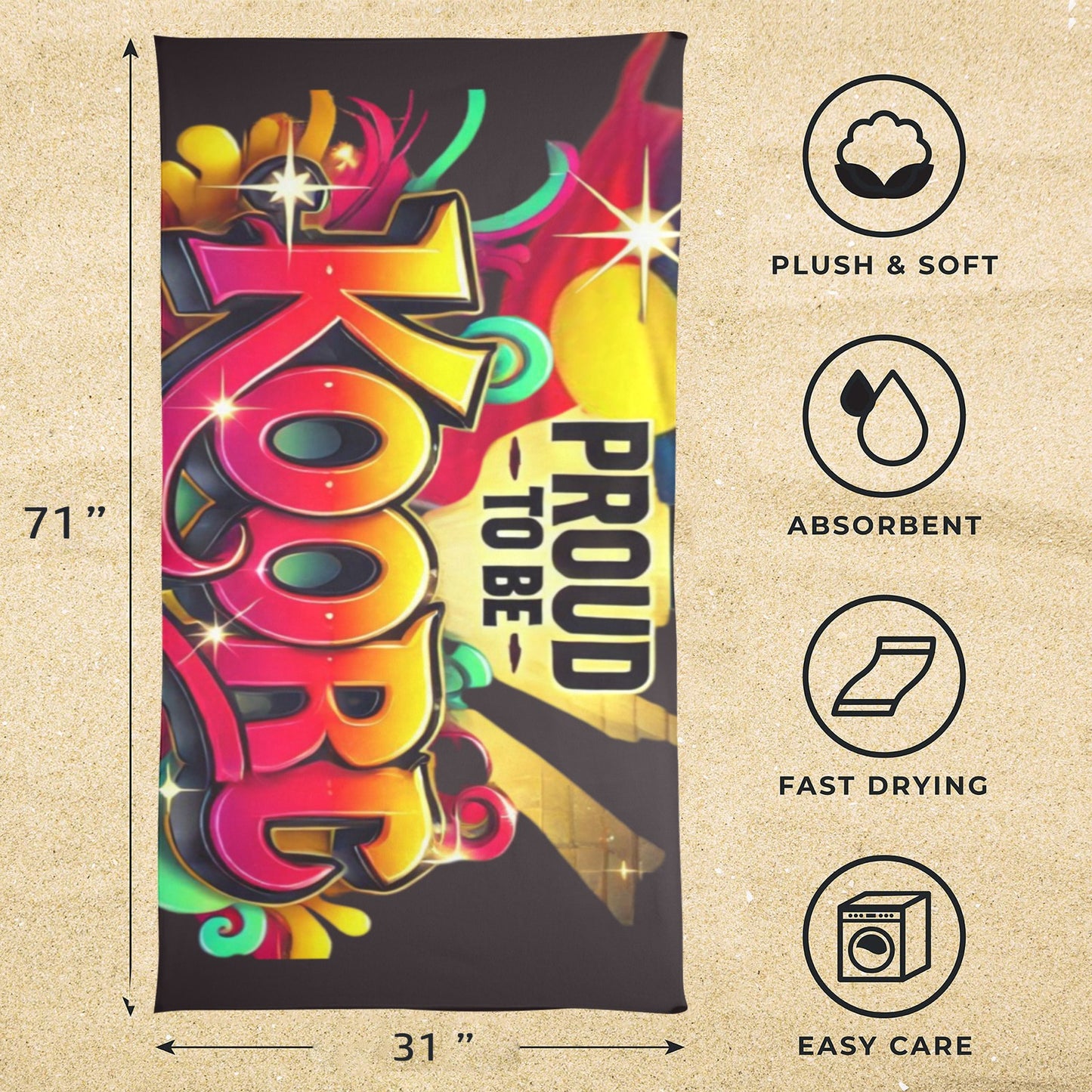 Proud to be Koori Beach Towel