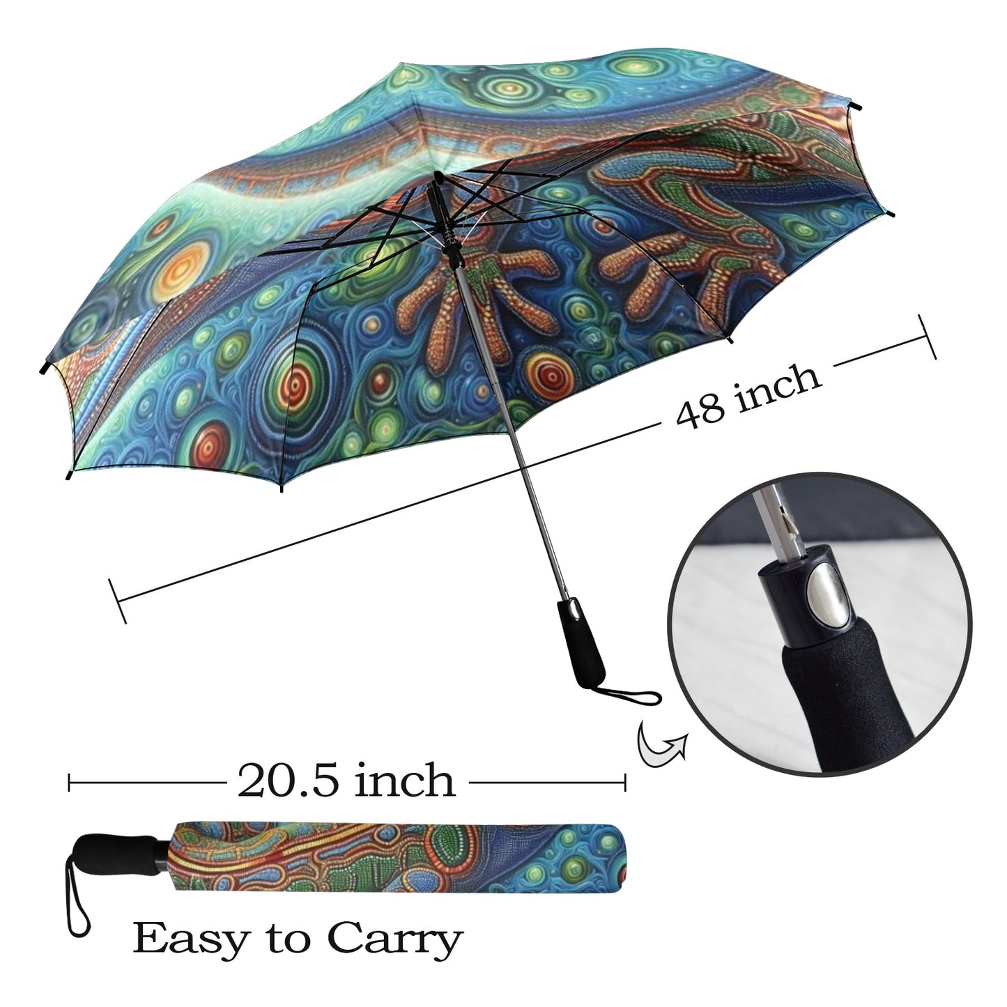 Aboriginal Lizard Print Semi-Automatic Umbrella