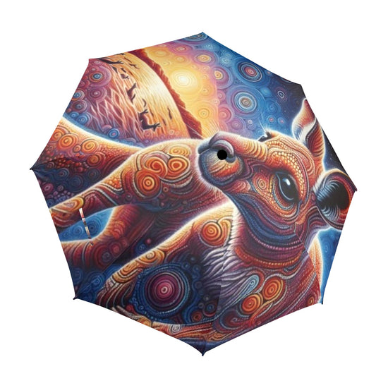 Aboriginal Kangaroo Umbrella Semi-Automatic Foldable Umbrella