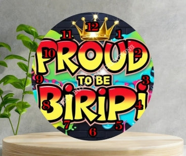 Proud to be Biripi Wooden Clock
