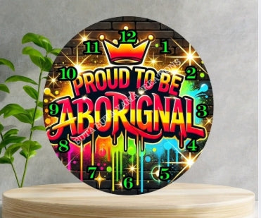 Proud to Be Aboriginal Wooden Clock