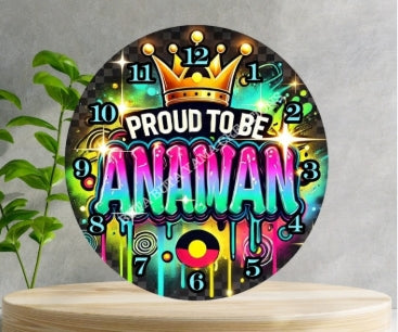 Proud to Be Anaiwan Wooden Clock