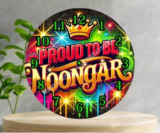 Proud to be Noongar Wooden Clock