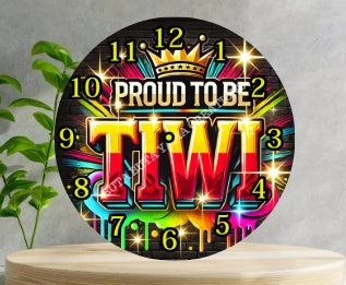 Proud to be Tiwi Wooden Clock
