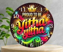 Proud to be Yitha Yitha Wooden Clock