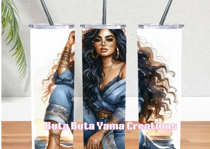 Black Queen in Denim 20 oz Bluetooth Speaker Tumbler