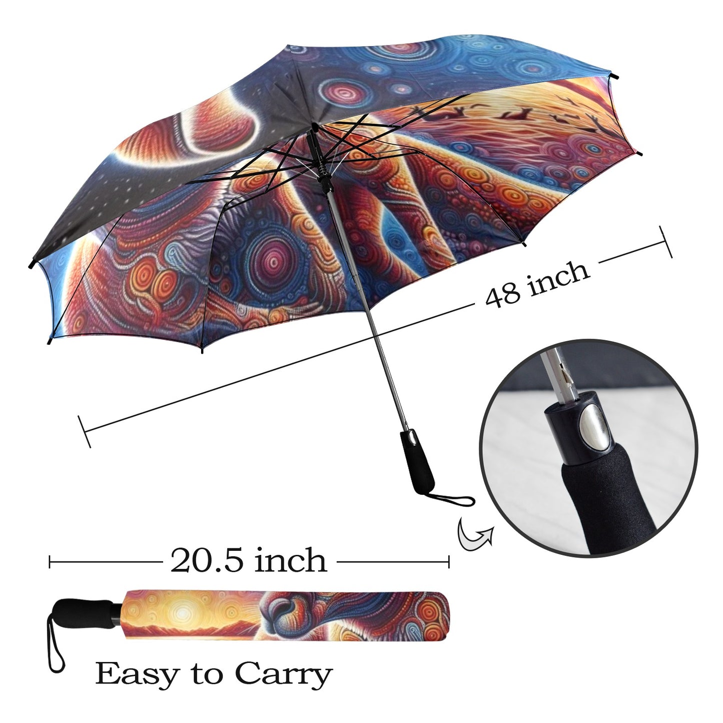 Aboriginal Kangaroo Umbrella Semi-Automatic Foldable Umbrella