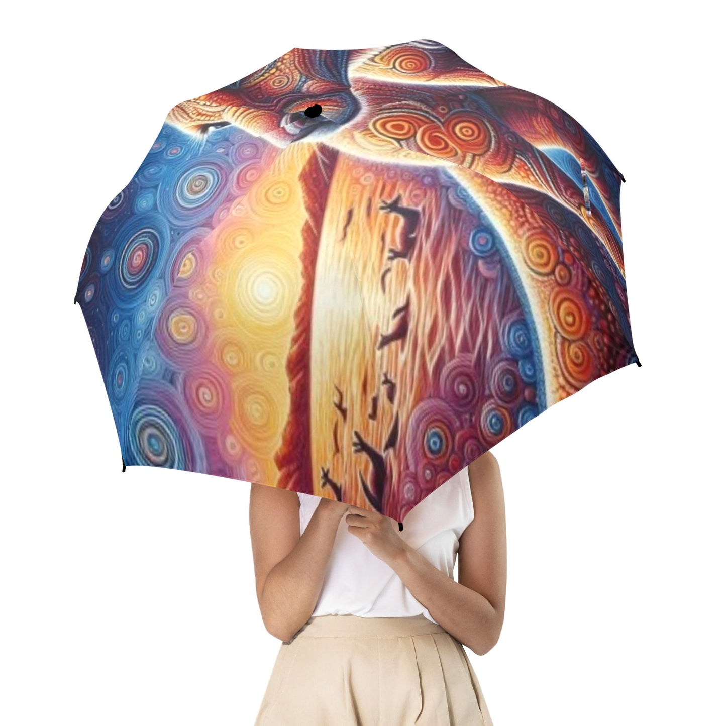 Aboriginal Kangaroo Umbrella Semi-Automatic Foldable Umbrella