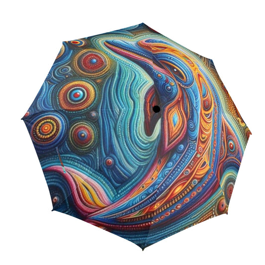 Aboriginal Dolphin Umbrella Semi-Automatic Foldable Umbrella