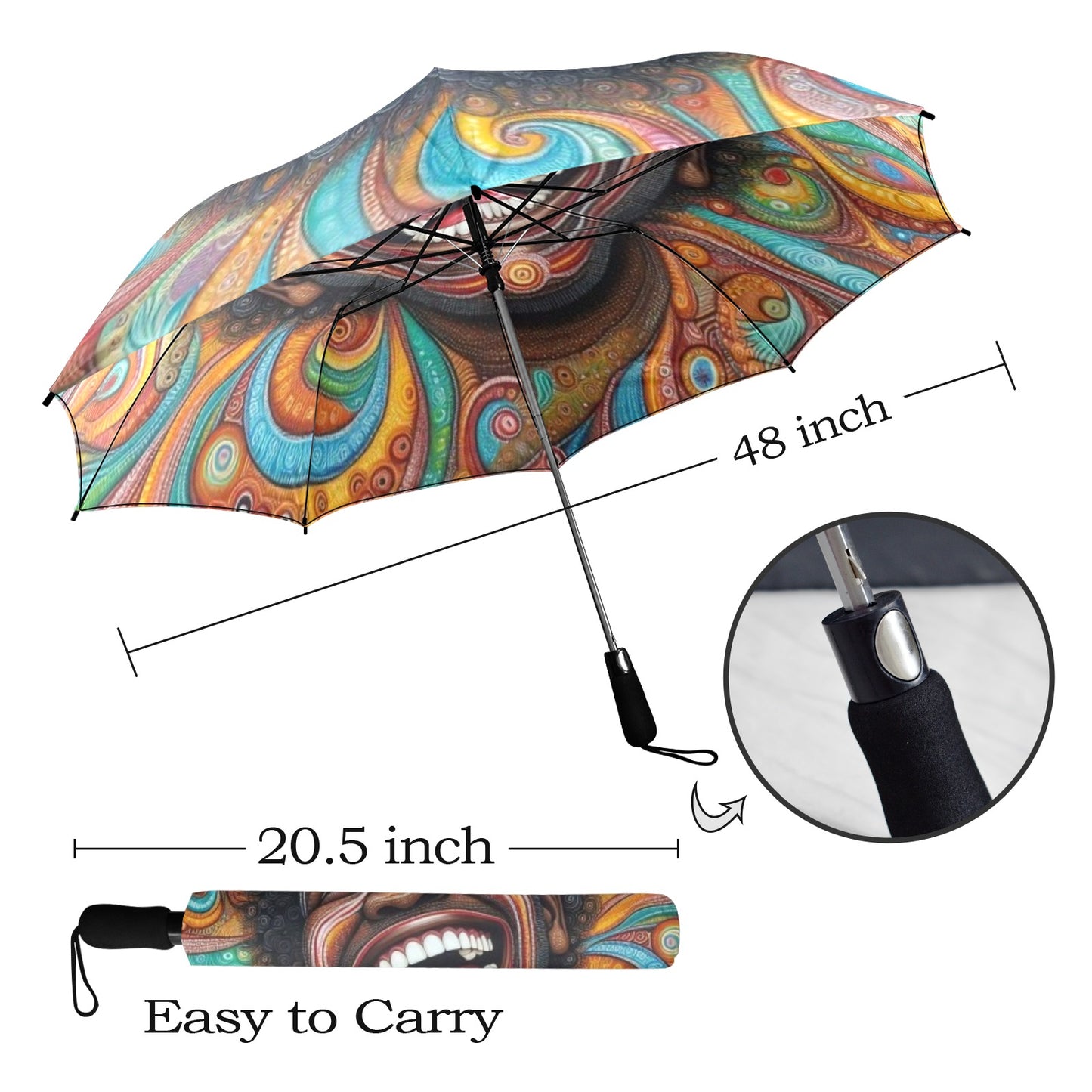 Aboriginal Boy Umbrella Semi-Automatic Foldable Umbrella